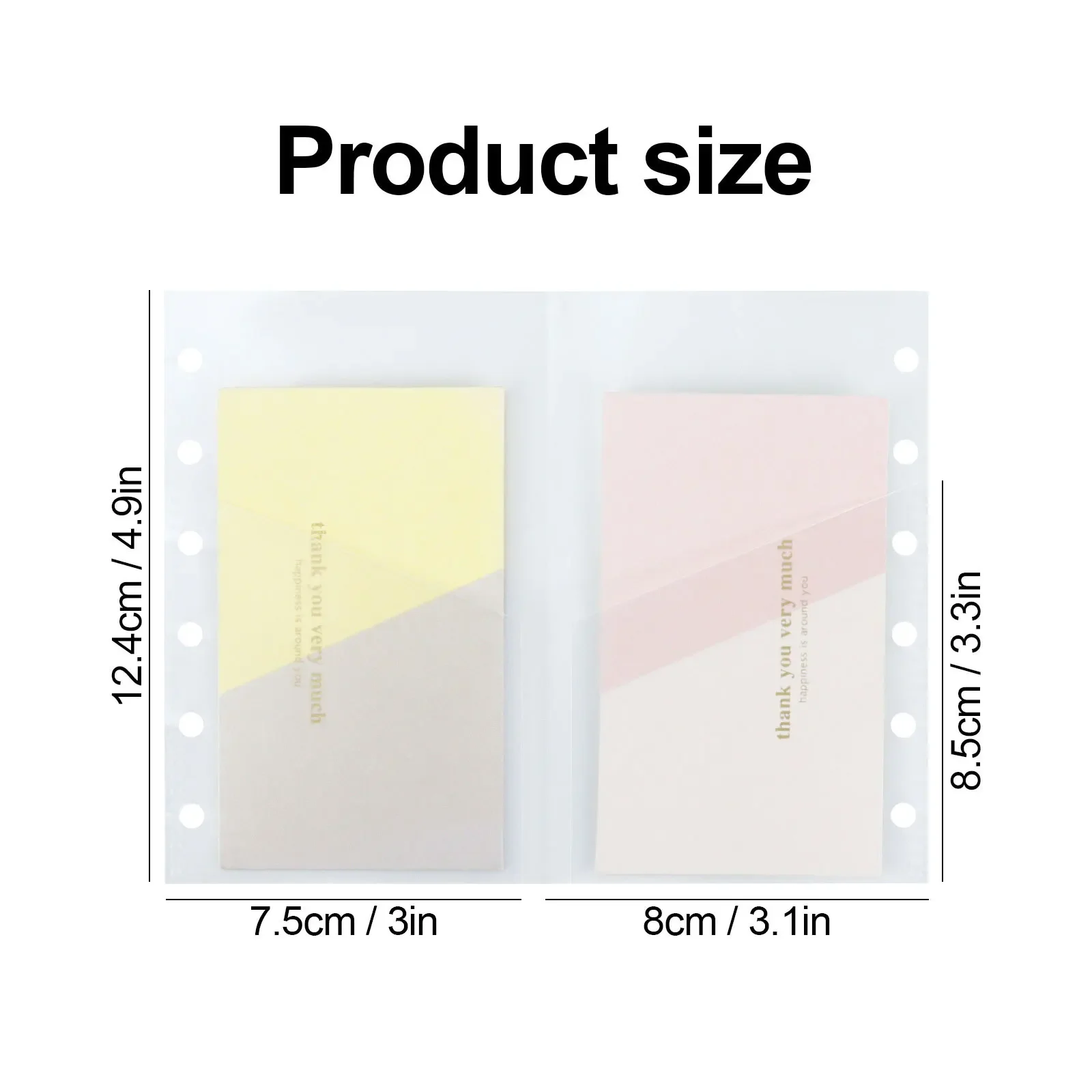 A7 5Pcs Binder Pockets Binder Zipper Folders for 6Ring Notebook Divider Page Waterproof PVC Leaf Document Filing Bag 4