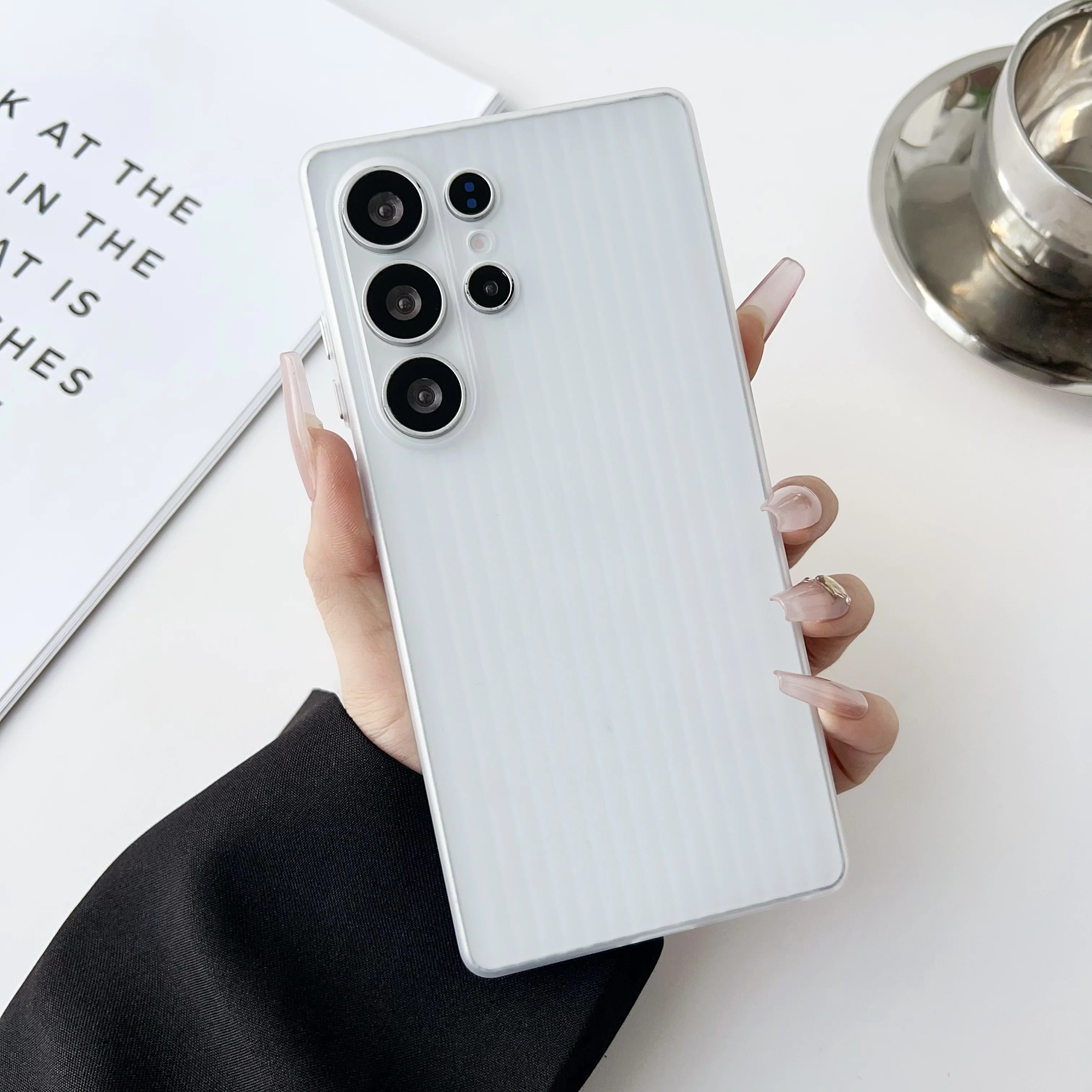 Ultra Thin Frosted Clear Stripe Pattern Hard PC Case - Original Slim Shockproof Armor Cover