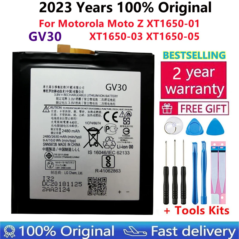 

100% New Original Battery For Motorola Moto Z XT1650-01 XT1650-03 XT1650-05 GV30 Mobile Phone Batteries Bateria+ Free Tools