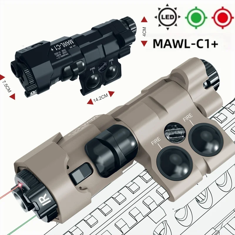 Picatinny Tactical Laser Flashlight Combo Rail Mount Left Right Side-to-side Interchange Airsoft Weapon Light Red GREEN laser