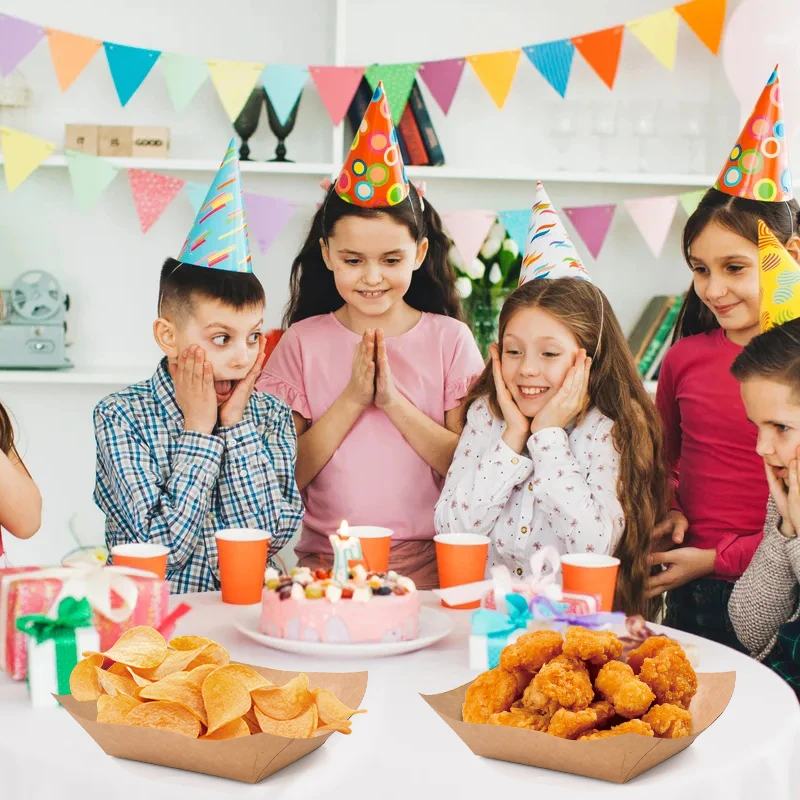 5/10 Pack Brown Kraft Paper Food Trays Disposable Snack Boats for Wedding Parties BBQs ... - SKU KPFT2306 - UGI Packaging