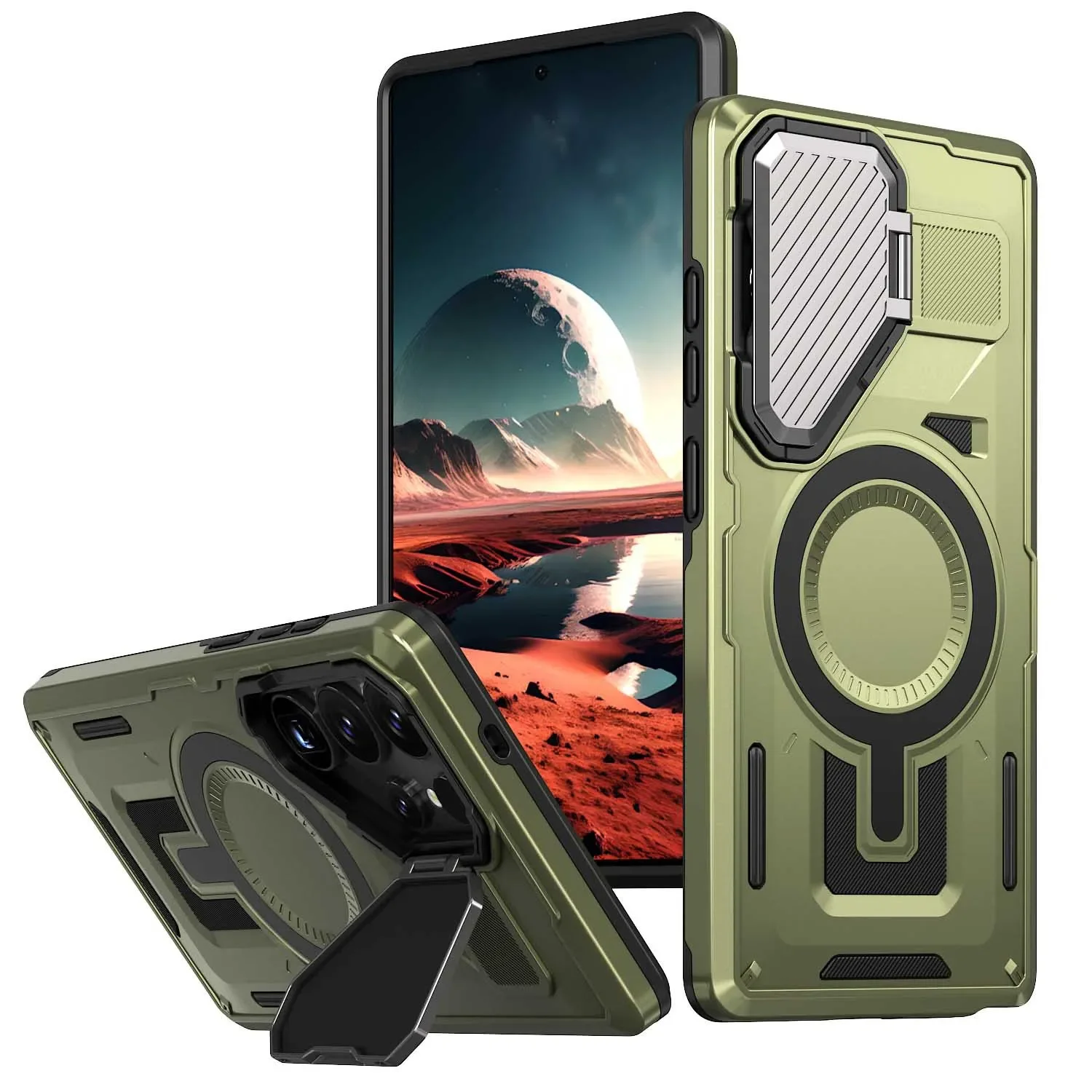Magnetic Ring Stand Phone Case with 360-Degree Rotation and Enhanced Grip