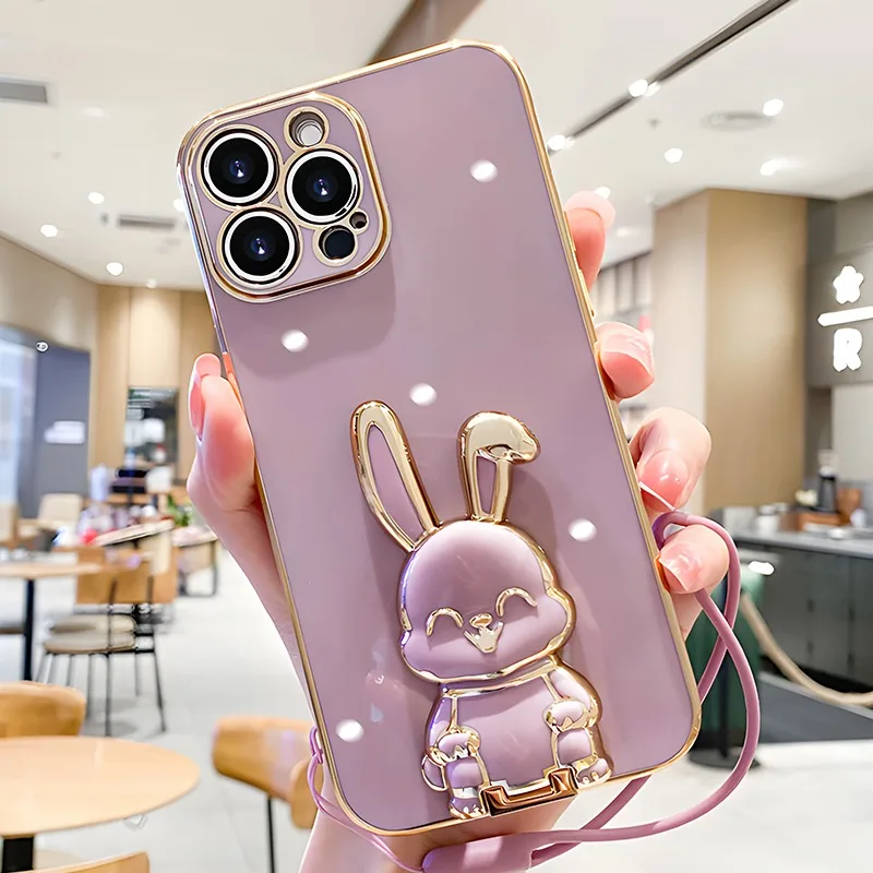 Tie Rod Rabbit Bracket Case For Samsung A04E A34 A22 4G A54 A33 A05 A14 A31 A24 A13 A04S A23 A15 A52 A32 5G A53 Plating_voghion.com