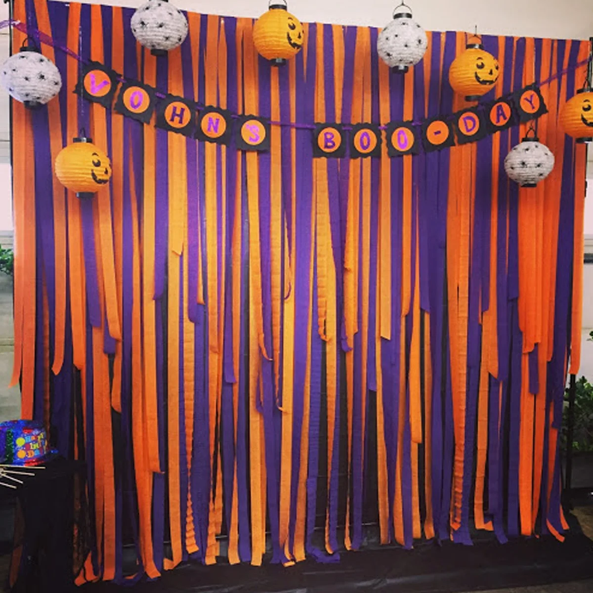 10mCrepeHalloweenPurpleOrangePaperStreamersDIYPaperGarland