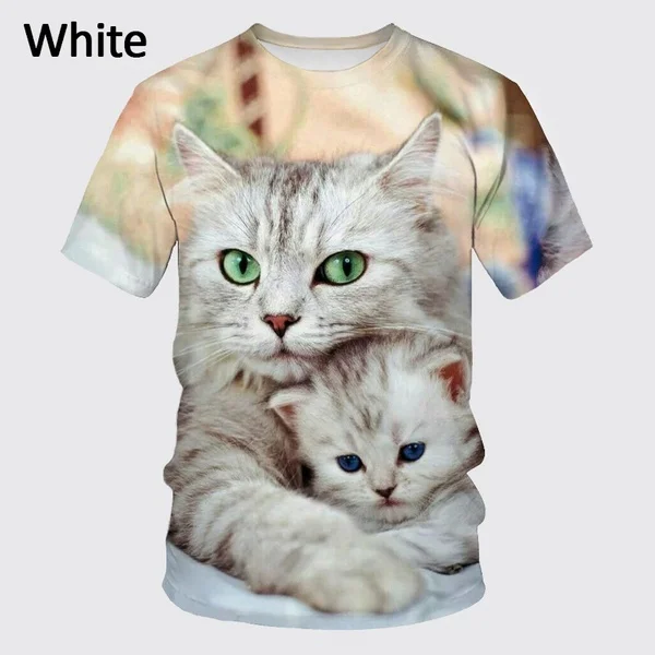 New Fashion Cute Cat 3D Printing T-Shirt Men's Ladies Casual