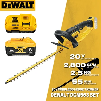 DEWALT 정원용 무선 헤지 트리머, 잔디 깎기 전동 공구, 가정용 전기 가지치기 톱, DCM563, 20V, DCB118, DCB115