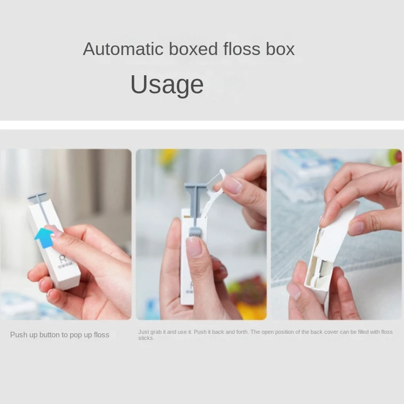 Portable One-button Launch Automatic Dental Floss Case Refillable Flosser Carrying Box for Travel Business Trip Vacation