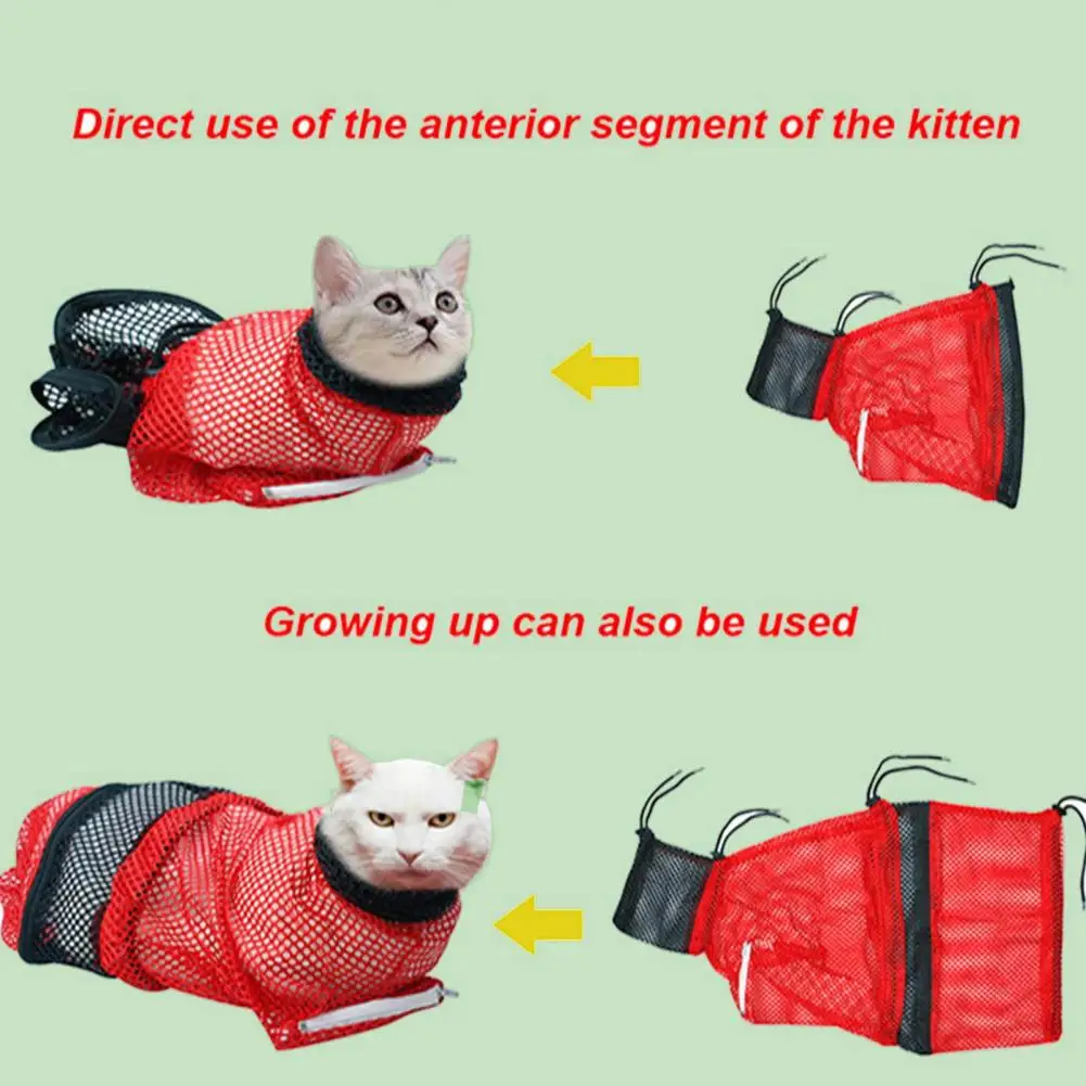 Cat Restraint Bag for Grooming Adjustable Cat Mesh Bathing Bag for Easy Grooming Nail Trimming Pet Shower Restraint Cats