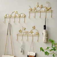 Wrought Iron Hook Wall Mounted Key Storage Holder Entry Porch Decoration Wall Hook Coat Hat Scarf Hanging Hook Leaf Home Decor 2