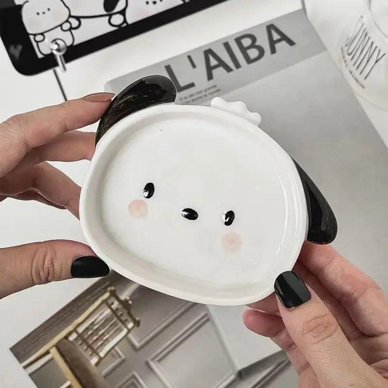 White Dog Shaped Ceramic Tray Mini Cartoon Seasoning Plate Cafe Dessert Sushi Plate Creative Desktop Decoration 5