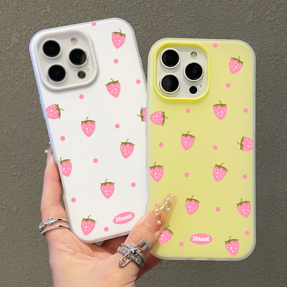 Sweet Pink Strawberry Pattern Color Phone Case Cover