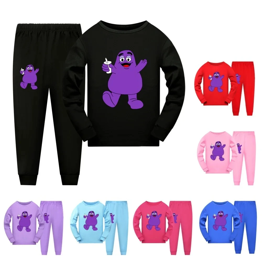 

Grimace Shake Children Pajamas Pants Set Boys Clothes Cartoon Sleepwear Kids Nightwear for Girls Toddler Baby Outfits Pyjama