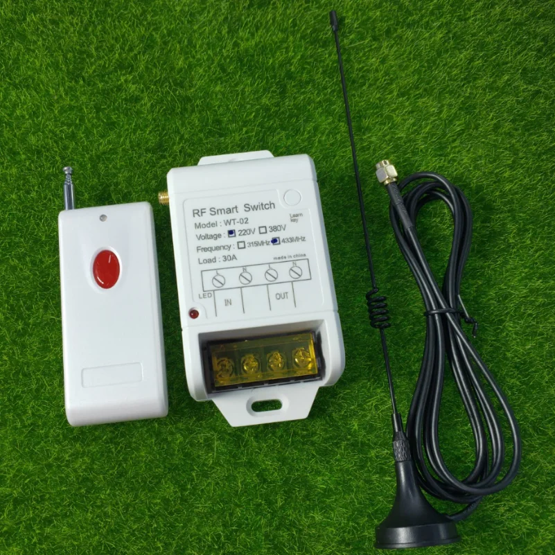 1000m AC 220V 380V 30A 릴레이 장거리 원격 제어 스위치 수신기 송신기 (워터 펌프, LED 조명, 차고 문용)