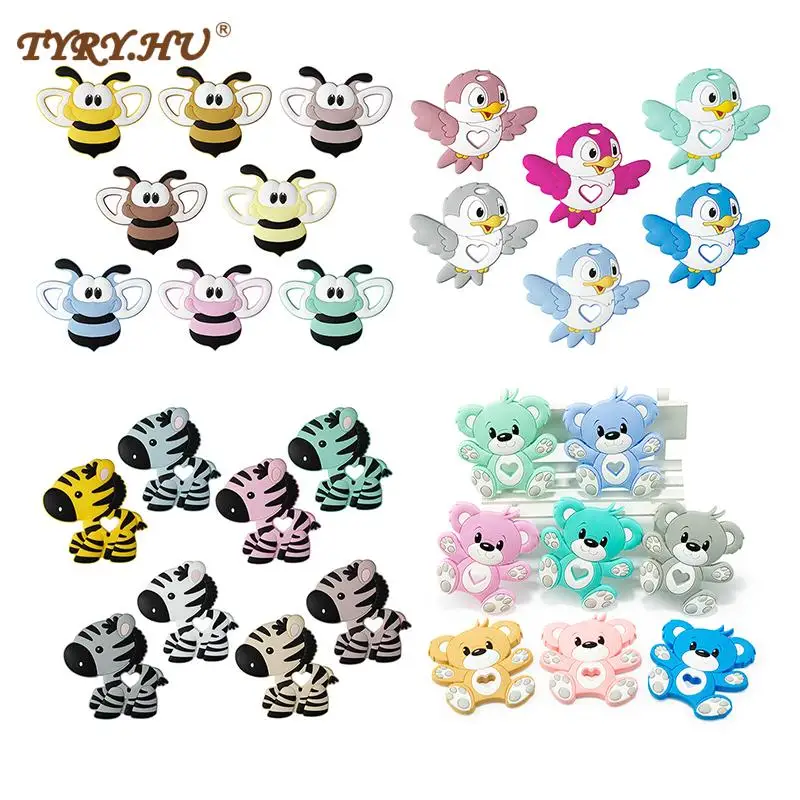 

TYRY.H 1 pc Baby Animal Silicone Teethers Bird Bird Zebra Koala Baby Teething Product Accessories For Pacifier Chains BPA Free