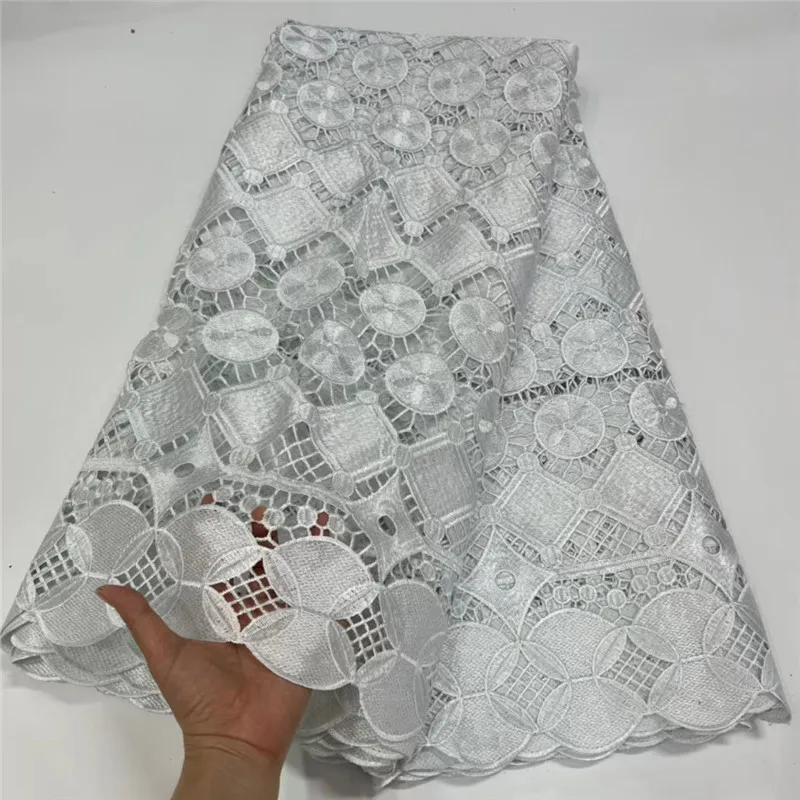 

New white Sequins Applique African Lace Fabric 2023 High Quality French Net Lace Tulle Mesh Fabric 3D Lace Wedding Dress Fabric