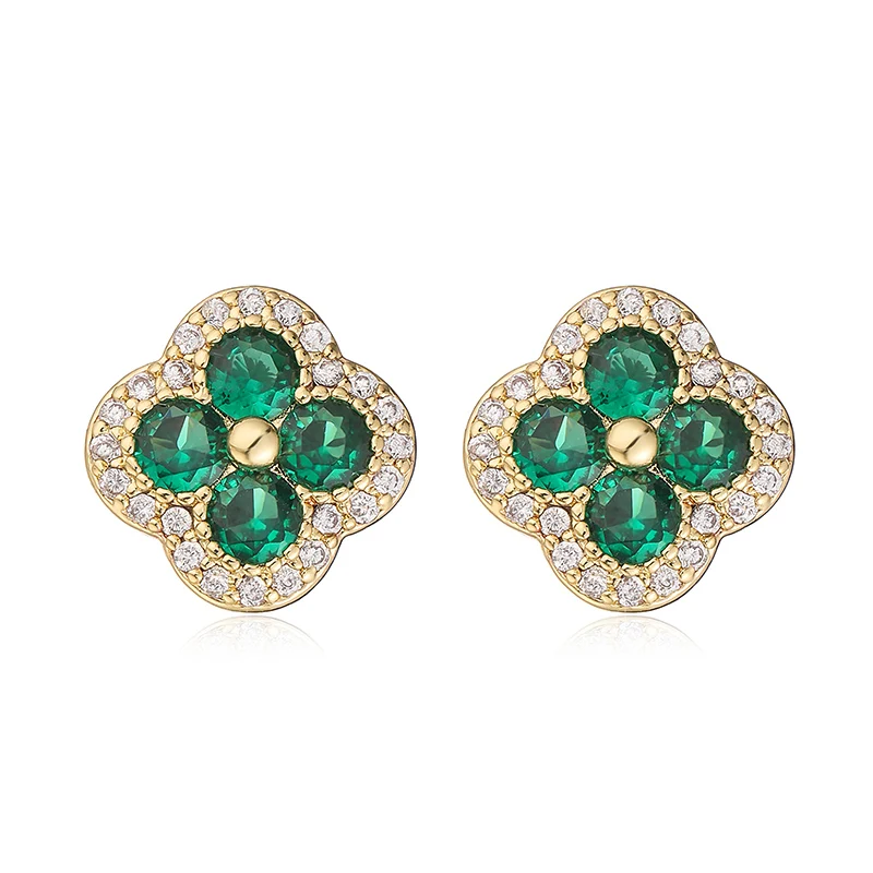 HECHENG 18K Gold Plated CZ Stone Flower Earrings image 4
