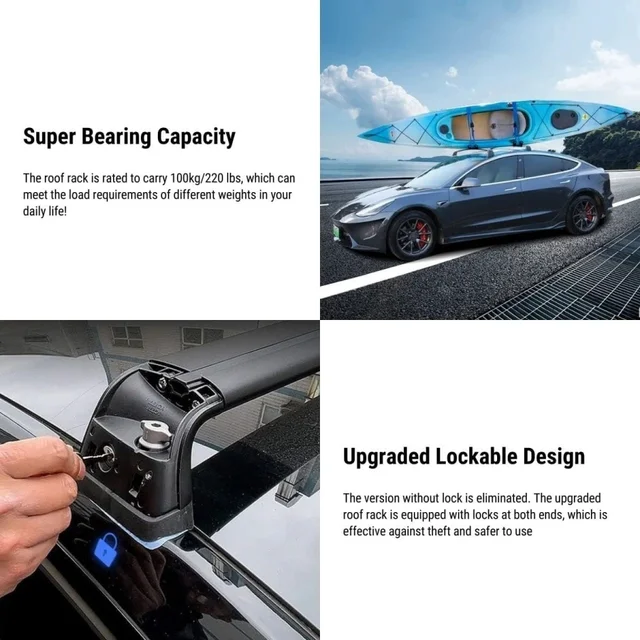Lockable roof rack for tesla model y 4