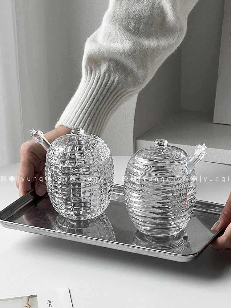 Honey Glass Jar Syrup Jam Storage Jar Storages Jar with Lid Mixing Rod Honey Jars Kitchen Storages Tools Food Storage Containers 3