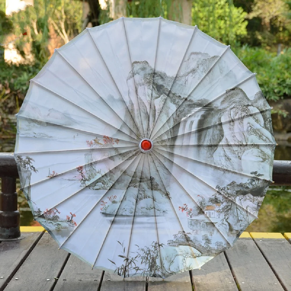 21 Inch Handmade Chinese Oiled Paper Parasol Umbrella - Silk Bamboo Art Umbrella For Cosplay, Wedding, Photography & Decor