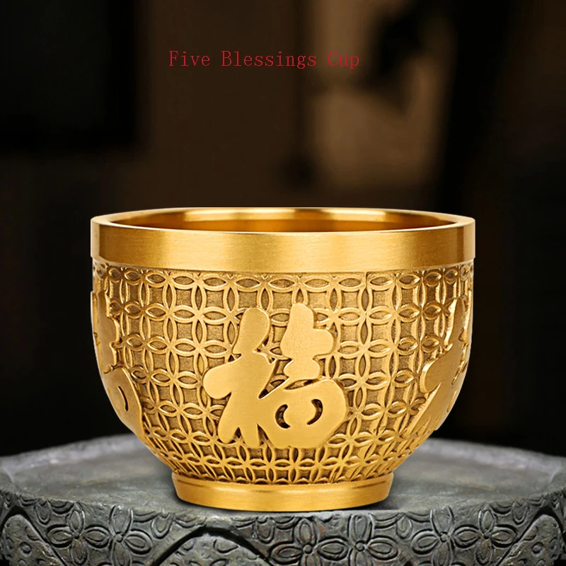 

Pure Copper Wufu Cup Supply Cup, Toast Cup Tea Cup Tea Set, Brass Handicraft, Home Copper Cup Decoration