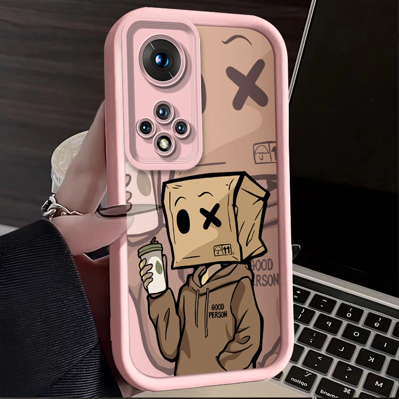 Cartoon Box Man Silicone Square Phone Case
