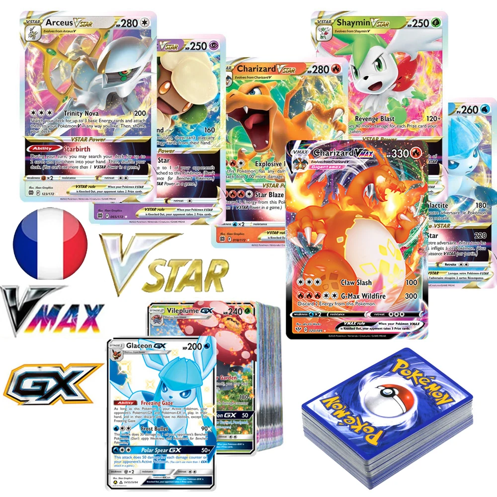 Holographic Pokemon Cards Scarlet Violet New ex Vstar Vmax GX in English  Letter with Rainbow Arceus Shiny Charizard Kids Gift - AliExpress