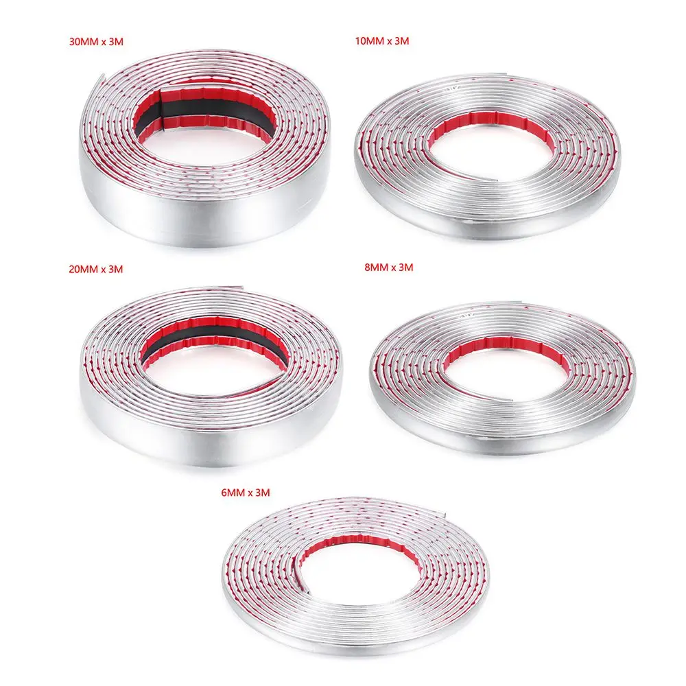 Chrome Moulding Trim Car Door Protector Stickers Strip Bumper Grill Car Anti-Collision Tape Door Edge Guard Plate Bright Sticker