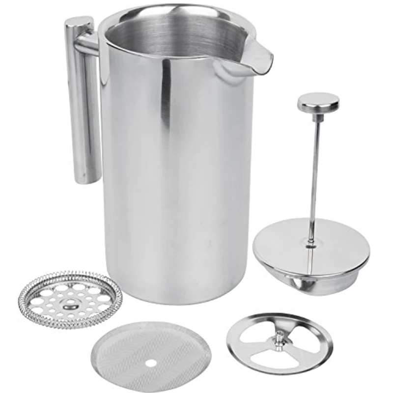 Coffee Maker French Press Stainless Steel Espresso Coffee Machine Double-Wall Insulated Tea Maker Pot 1000ml