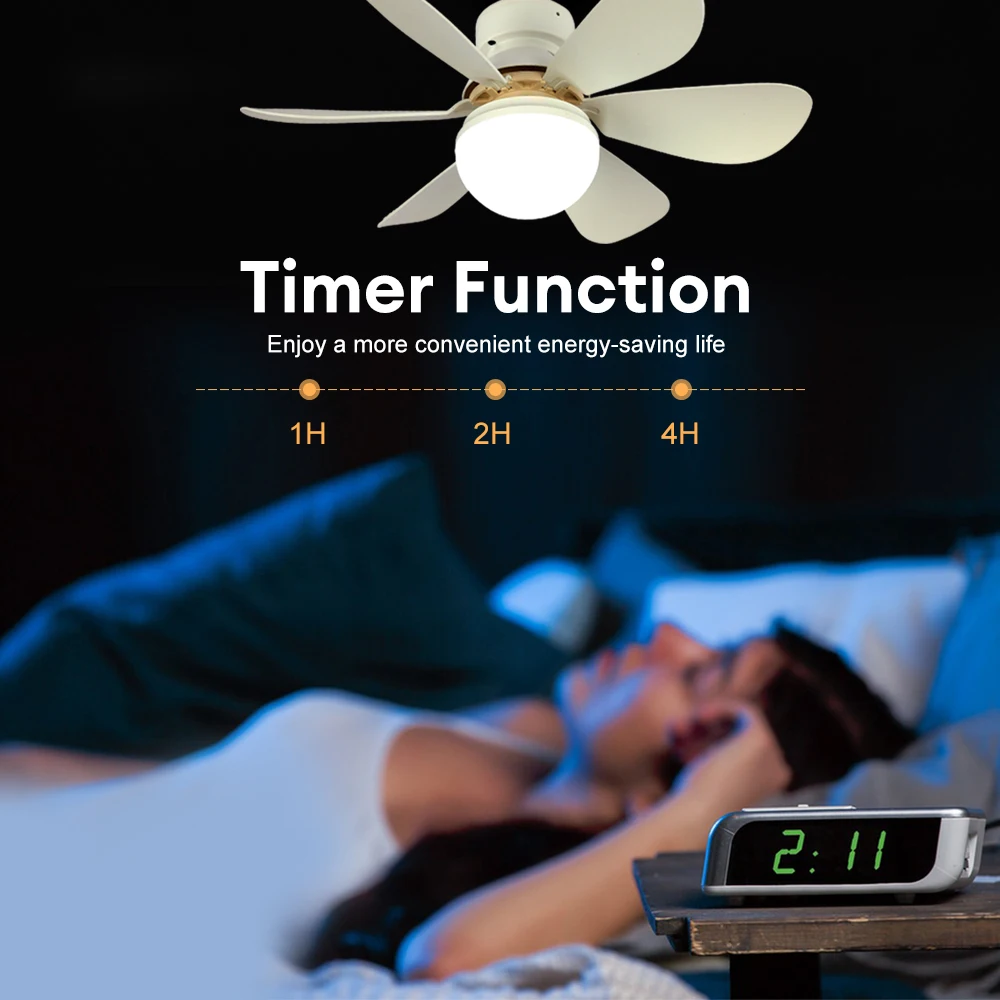 40W Ceiling Fan Lamp E27 Ceiling Fan with LED Light Electric w/Remote Control 3-Speed Dimmable Large For Bedroom