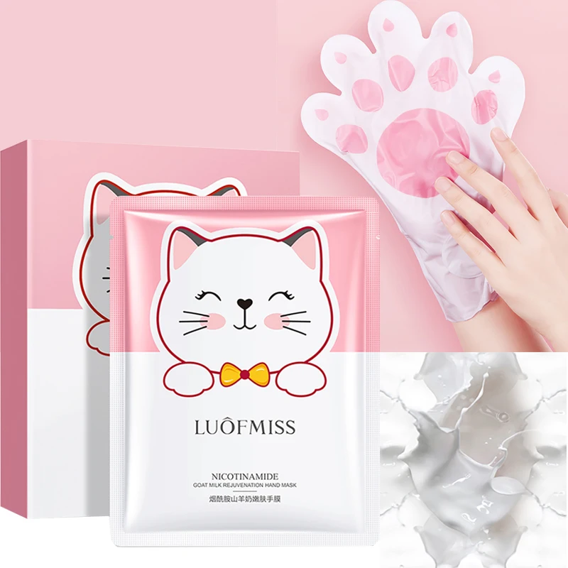 

Niacinamide Goat Milk Hand Mask Moisturizes Improves Fine Lines Hand Facial Mask Whitening Rejuvenating Hands Care Repair Beauty