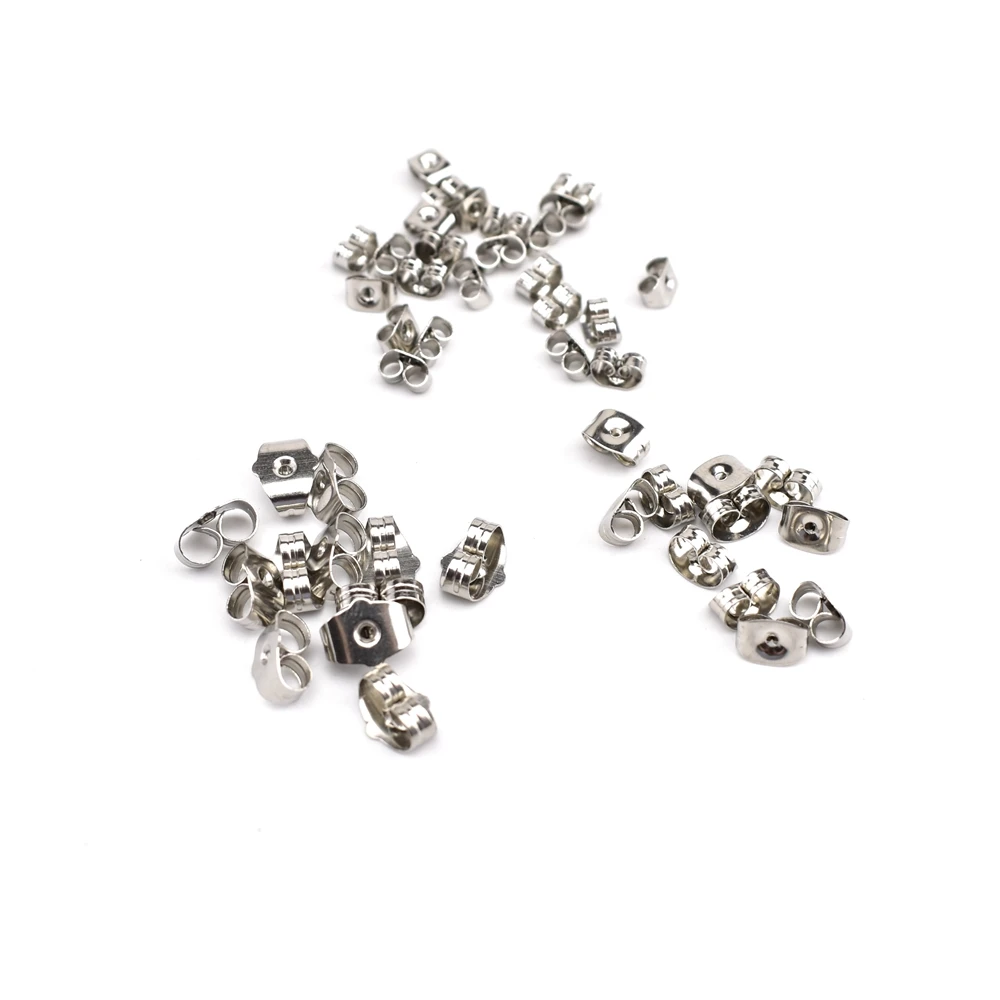100Pcs/Lot 5 6 8mm Stainless Steel Earring Back Stopper Diy Accessories Earrings Stud Pin Caps Ear Plugging For Jewelry Making
