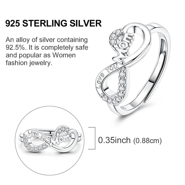 Bague en argent sterling 925 véritable, forme de cœur, trèfle, bijoux pour femmes, cadeau d'anniversaire, de fiançailles