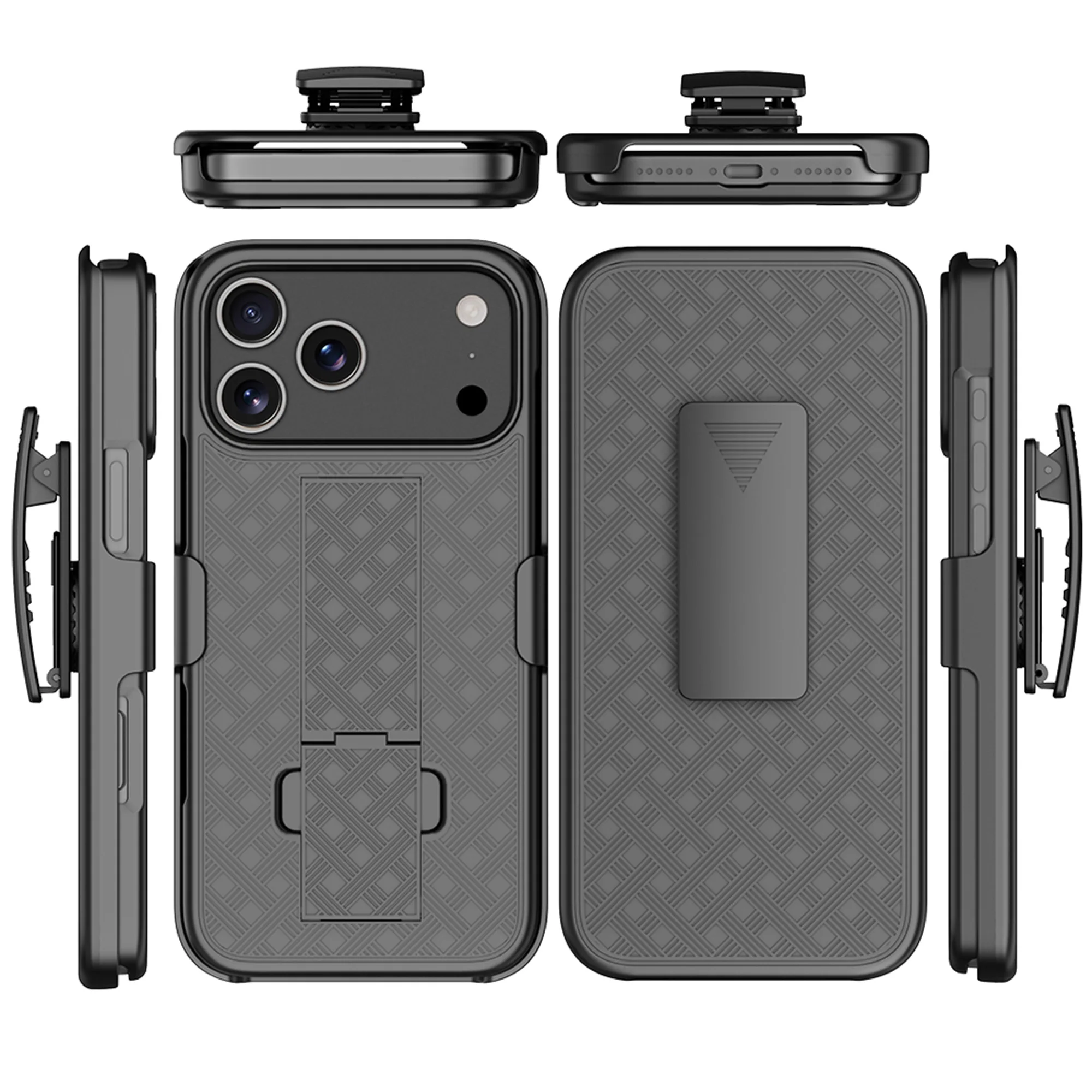 Kickstand Phone Case with Shockproof Heavy-Duty Armor and Belt Clip