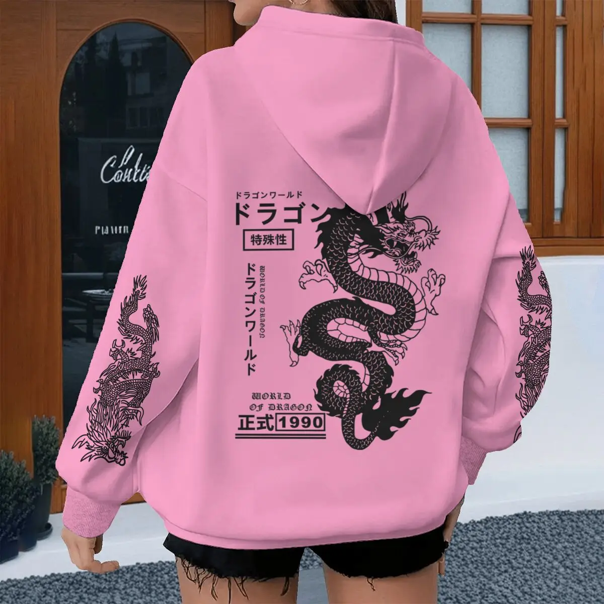 Harajuku Dragon Printed Hoodies for Men Women, Casual Japanese-style Sporty Spring Autumn Hoody, Vintage Unisex Hooded