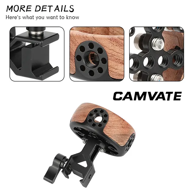 CAMVATE Camera Wooden Handgrip Round Left / Right-Hand Use with  