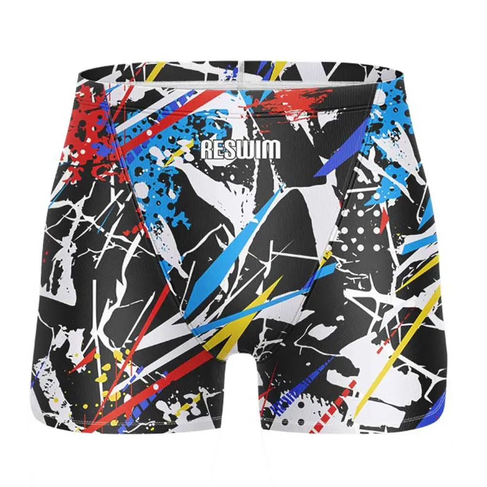 Men's Pro Swim Jammer Athletic Practice Knee-Length Swimsuit Shorts Beach Tights Swimwear Quick Dry Sufing Swimming Trunks