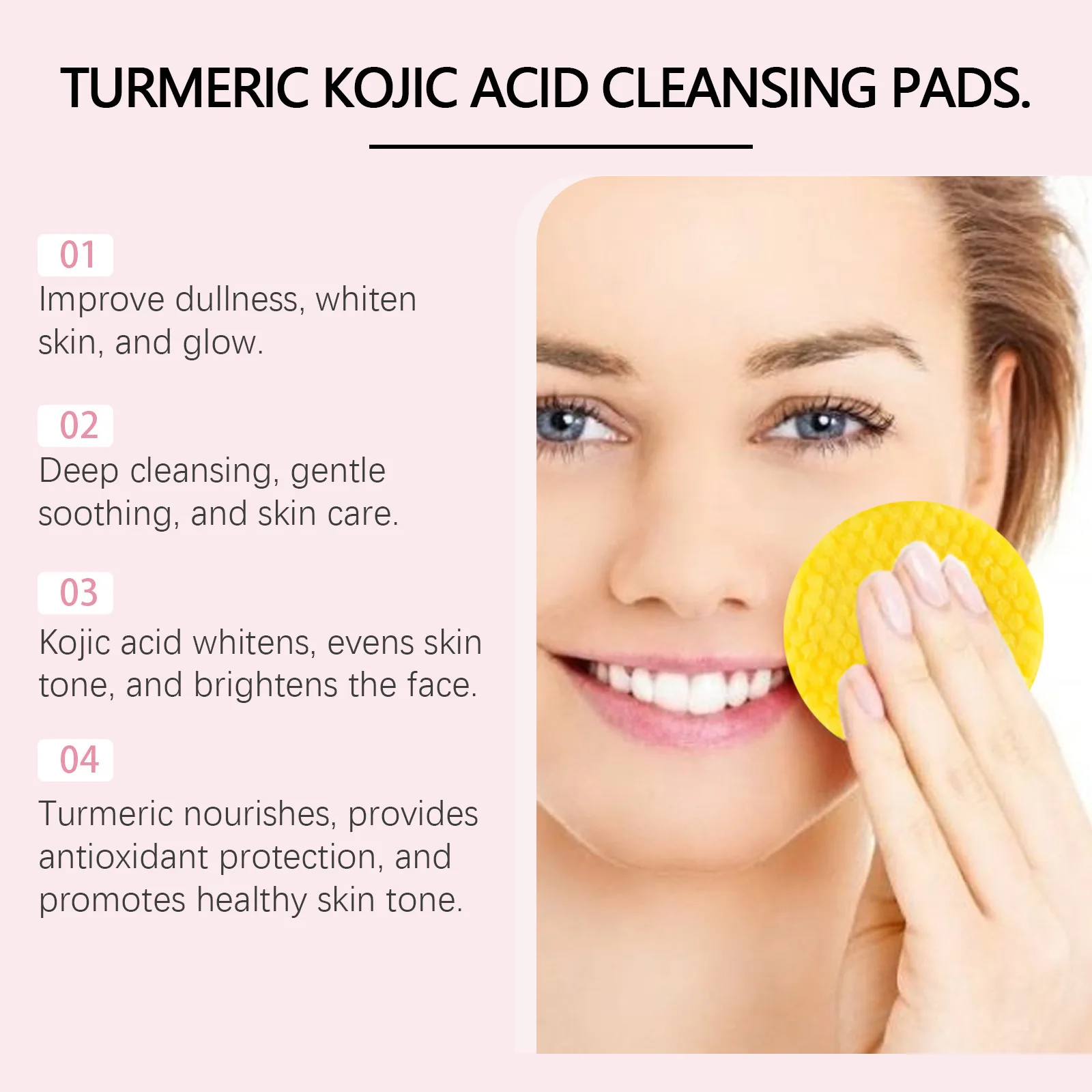 Turmeric Kojic Acid Cleansing Pads Daily Pores Cleaning Makeup Dead Skin Removal Oil Control Nourish Exfoliating Facial Sponge 5