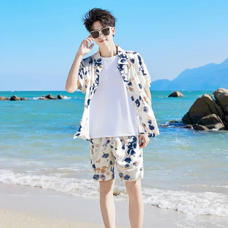 2024 Summer Family Vacation Look Clothes Mom and Daughter Short Sleeve Dress Holiday Dad and Son Shirts Two Piece Outfits Sets 4