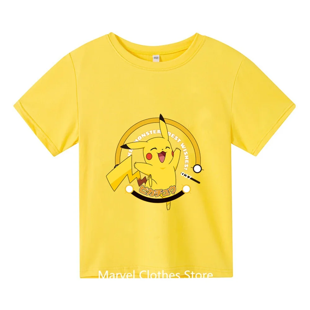 

Pokemon Bulbasaur Pikachu Charmander Charizard Jigglypuff Gengar Anime Cartoon Children Summer Clothing Top Short Sleeve T-shirt