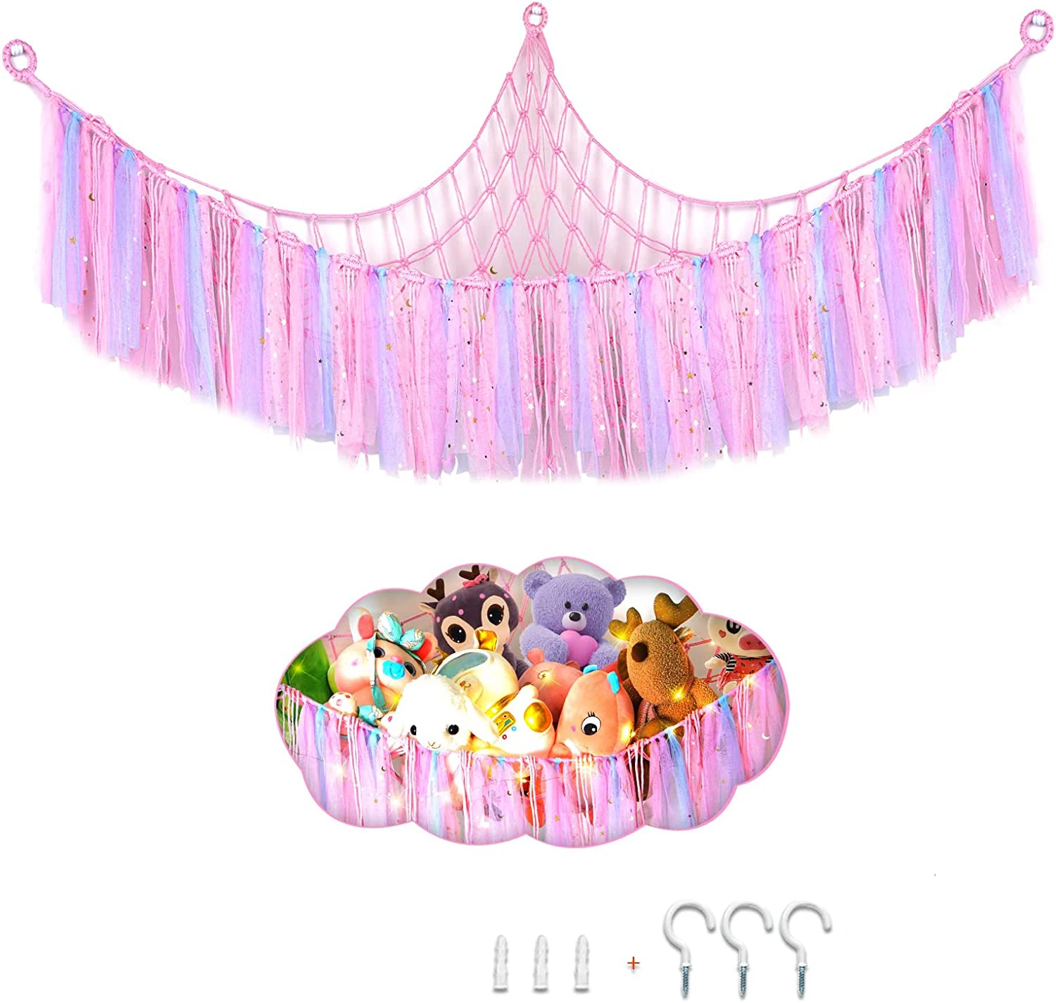 

Гамак для хранения мягких животных или сетка большого размера идеально подходит для детской комнаты, детской комнаты, игровой спальни