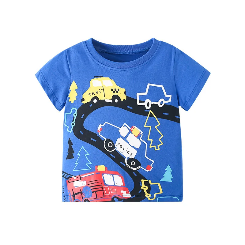 

Jumping Meters 2-7T Summer Cartoon Cars Print Boys T Shirts Fashion Short Sleeve Kids Tees Tops Children's Clothing Baby Wear