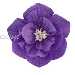 Crepe Paper Flower and Butterfly Wall Decoration Set for Parties and Home Decor (Deep purple)
