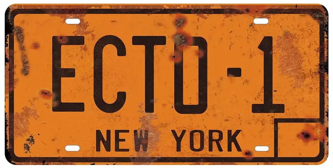

ECTO-1metal license plate Stamped License Plates Memorabilia, Movie Prop Metal vintage home decor
