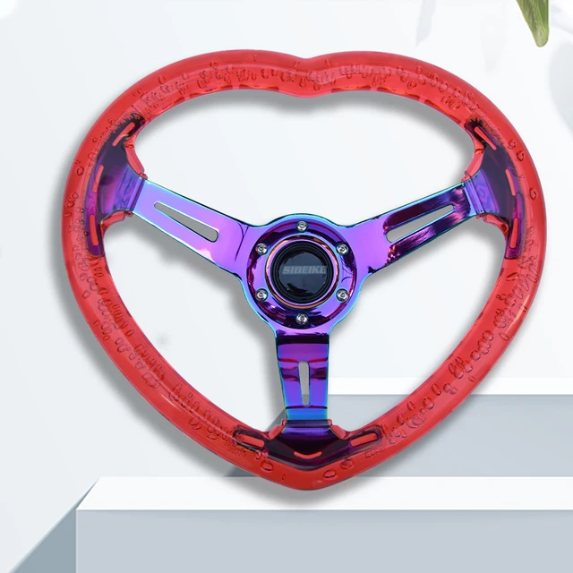 JDM Racing Sport Heart Steer Wheel White Carbon Look Heart Shape Steering  Wheel with Anime Horn Button - AliExpress