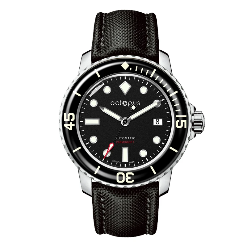 Octopus Kraken Mechanical Watch Men Black Dial Luminous Nh35 Automatic