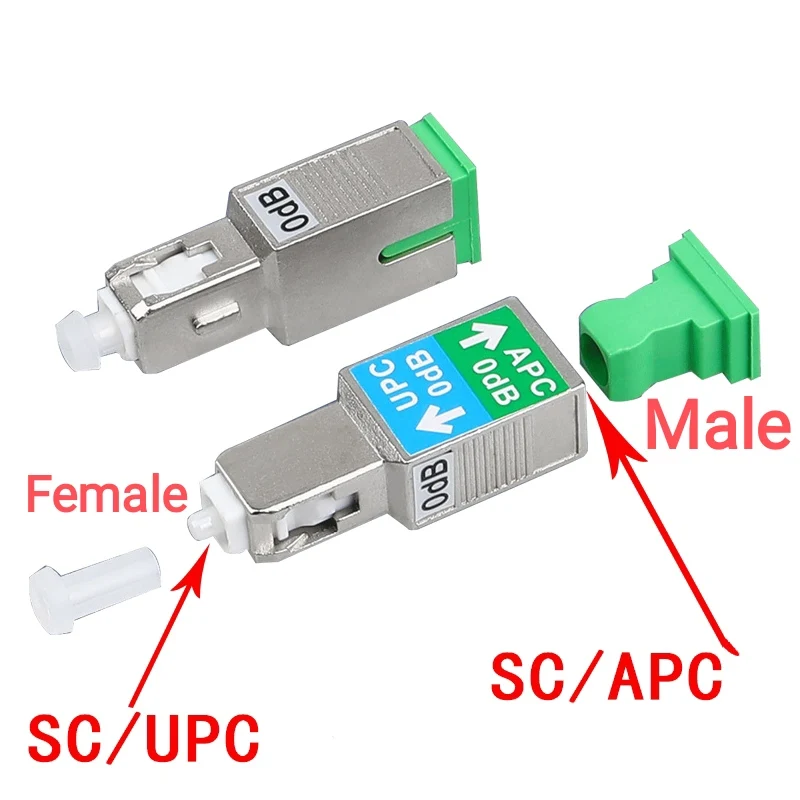 1PCS Optic Fiber Attenuator Connector 0dB SC/APC Female-SC/UPC Male SM-9/125 Fiber Optic Adapter Flange Coupler