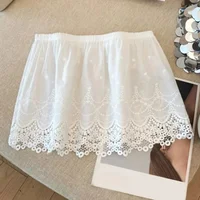 Sous-jupe en dentelle brodée à fleurs, jupe courte de sécurité en maille anti-transparence, style coréen Y2K, mini-jupe courte douce pour filles 1