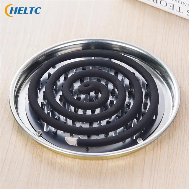 1Db Szúnyog Tekercs Tartó Tálca Keret Biztonságos Fém Kerek Állvány Tányér Hordozható Spirál Borító Füstölő Rovarriasztó Véletlenszerű - Image 4