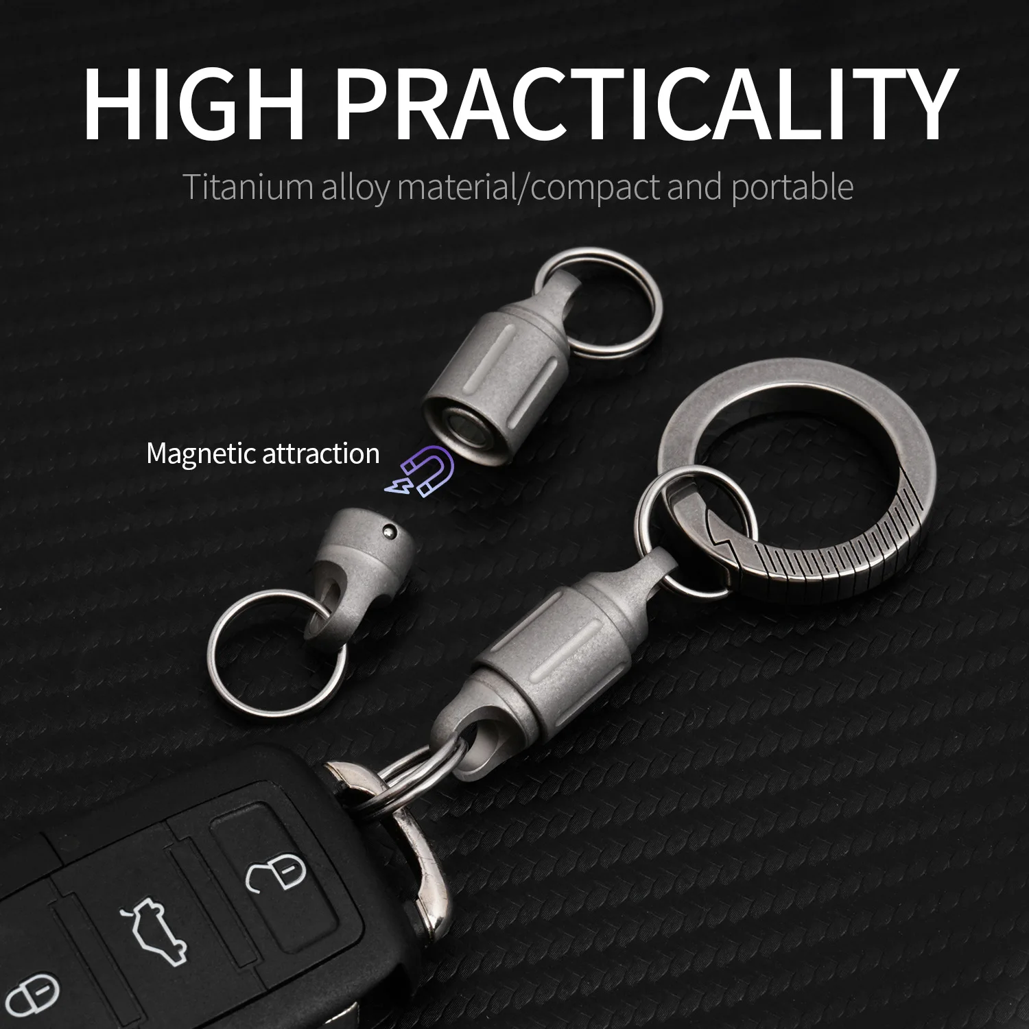Premium Titanium Magnetic Key Holder with Quick Release & 360° Rotation
