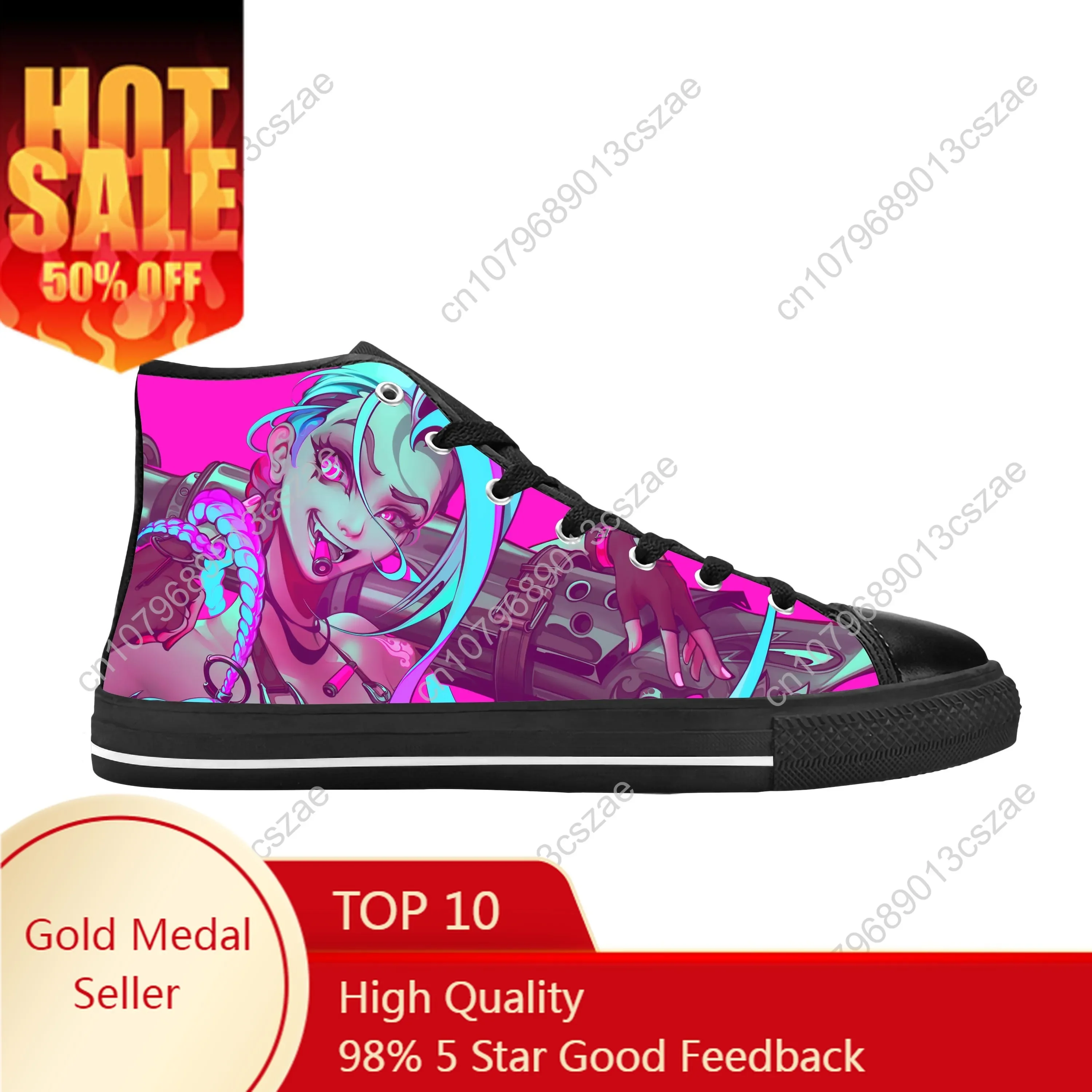 

Jinx Arcane League of Legends Lol Game Anime Cute Casual Cloth Shoes High Top Comfortable Breathable 3D Print Men Women Sneakers